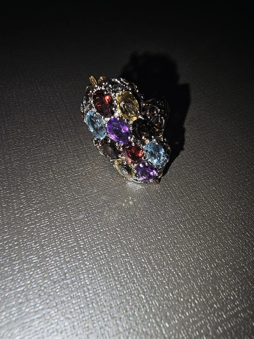 Multi-Gemstone Statement Ring in Mixed Colors Size 7